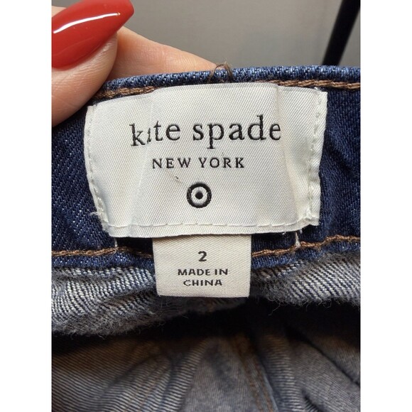 Kate Spade Denim Straight Leg Wide Cuff Jeans Cotton Dark Wash Sz 2 - Picture 11 of 12